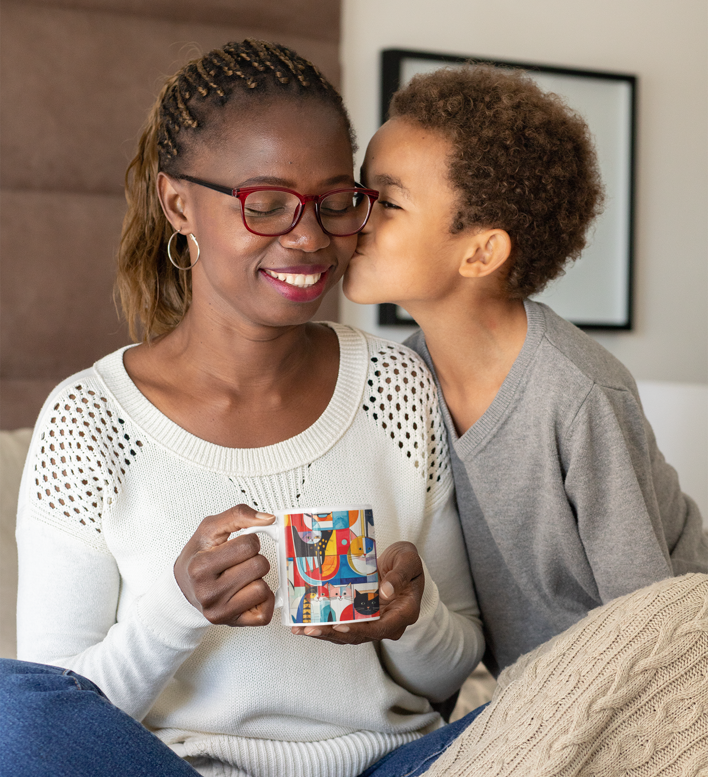 Whimsical abstract cats