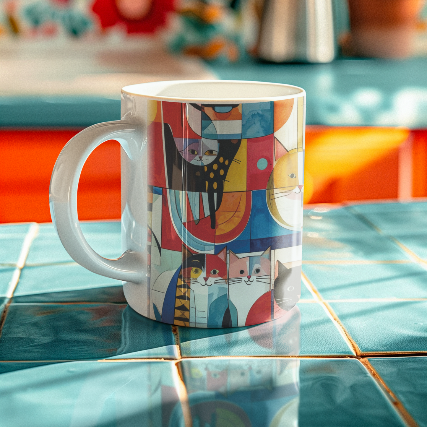 Whimsical abstract cats