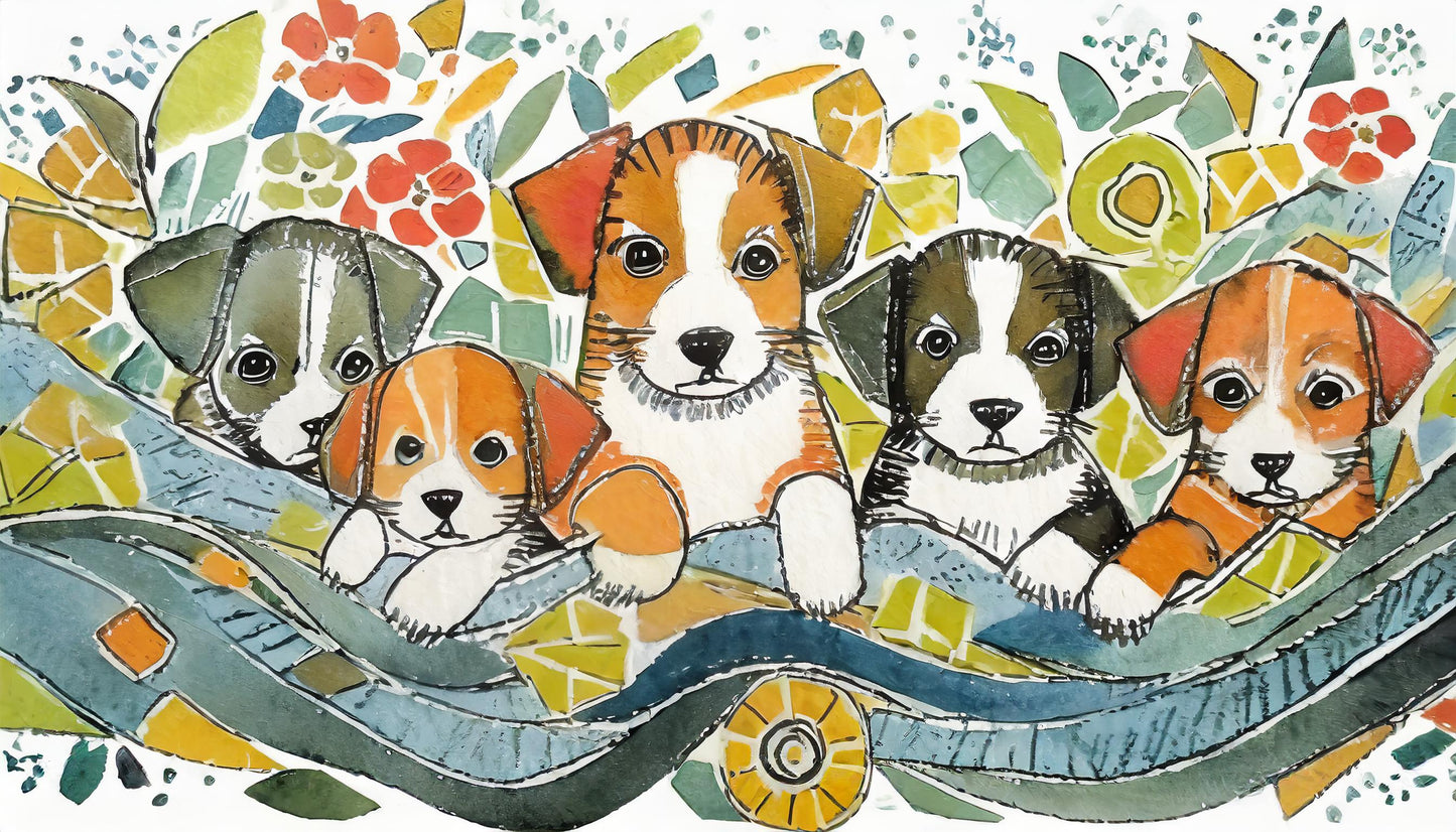 Whimsical Modern Dog Friends Mug