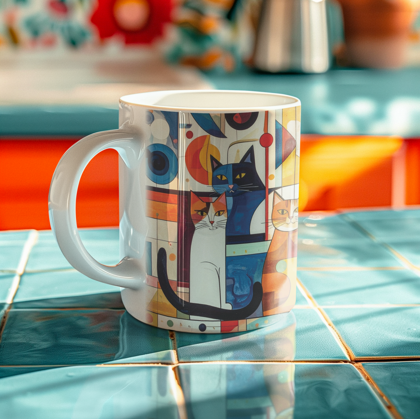 Abstract Cat Friends Mug